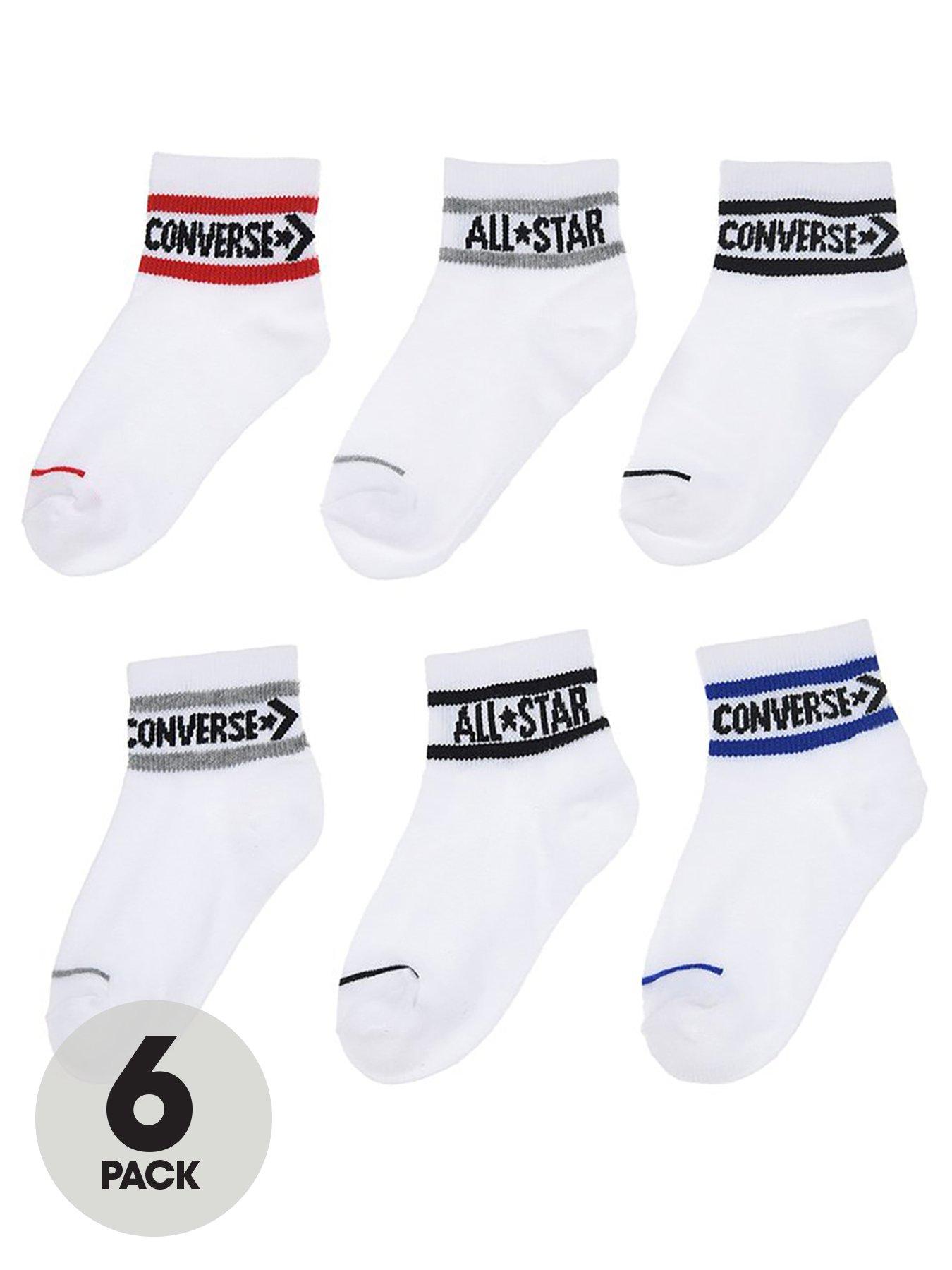 - Official White 6pk • Store Ankle Kids At Older Wordmark Converse Socks